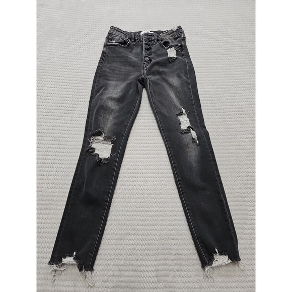Kancan Jeans Size 7 High Rise Distressed Stretch Denim - Picture 1 of 7